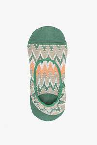 Footwear: Green Zig Zag Now Show Sock