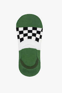 Footwear: Green Racer Check no show sock