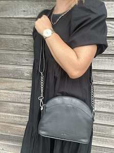 Footwear: Black Crossbody Leather Bag