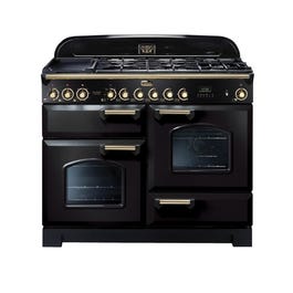 Household appliance: Falcon Classic Deluxe 110cm 7 Burner Dual Fuel Freestanding Oven Black with Brass Handles - CDL110DFBLB - Kitchen Things