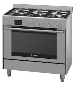 Bosch 90cm 6 Burner Dual Fuel Freestanding Oven Stainless Steel - HSB738357A - K…