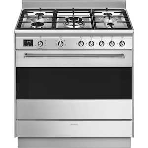 Smeg 90cm 5 Burner Dual Fuel Freestanding Oven Stainless Steel - FS9606XS-1 - Kitchen Things