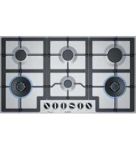 Household appliance: Bosch 90cm 6 Burner Gas Cooktop Stainless Steel - PCT9A5B90A - Kitchen Things