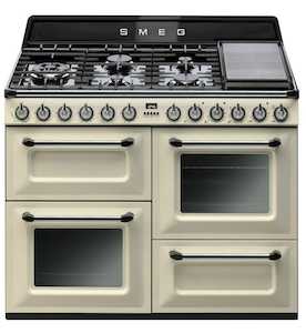 Smeg 110cm 7 Burner Dual Fuel Freestanding Oven Panna enameled metal - TRA4110P …