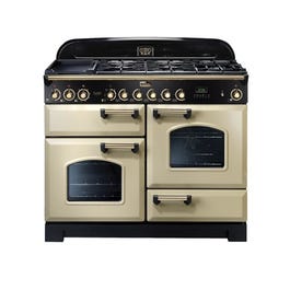 Falcon Classic Deluxe 110cm 7 Burner Dual Fuel Freestanding Oven Cream with Bras…