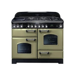 Falcon Classic Deluxe 110cm 7 Burner Dual Fuel Freestanding Oven Green with Chro…