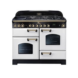 Falcon Classic Deluxe 110cm 7 Burner Dual Fuel Freestanding Oven White with Bras…