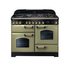 Falcon Classic Deluxe 110cm 7 Burner Dual Fuel Freestanding Oven Olive Green wit…