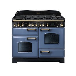 Falcon Classic Deluxe 110cm 7 Burner Dual Fuel Freestanding Oven Stone Blue with…