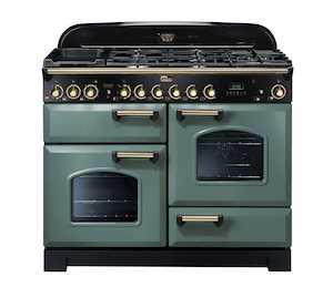 Falcon Classic Deluxe 110cm 7 Burner Dual Fuel Freestanding Oven Mineral Green B…