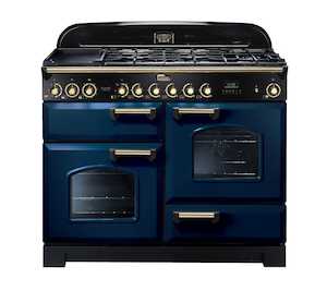 Falcon Classic Deluxe 110cm 7 Burner Dual Fuel Freestanding Oven Royal Blue Bras…