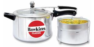 Hawkins Classic Aluminum Pressure Cooker, 5 Litre, Silver With Seperators CL51