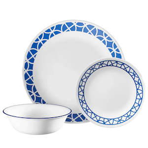 Corelle 12-Piece Dinnerware Set Cobalt Circles Service for 4