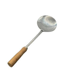 Kitchenware: Commercial/Domestic Stainless Steel Frying Jhara, Boondi Jhara, Skimmer, biryani jhara wooden handle