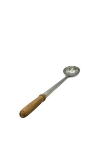 Kitchenware: Wok Ladle Cooking Scoop Stainless Steel wooden handle 10cm Dia.