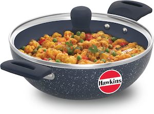 Hawkins Ceramic Nonstick 2.5 Litre Deep Kadhai, Induction Deep Fry Pan with Glas…