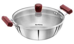 Hawkins Tri-ply Deep Kadhai 5 Litre with Glass lid CODE:SSK50G