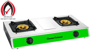 Kitchenware: Double Burner Stainless Steel AUTO IGNITION Gas Stove Countertop