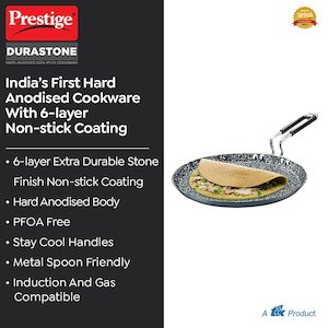 Prestige Durastone Hard Anodised 6 Layer Non-Stick Omni Tawa, 29 cm (Black)