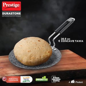 Prestige Durastone Hard Anodised 6 Layer Non-Stick Concave Tawa, 26.5 cm (Black)