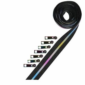 Metallic Rainbow Zipper Tape  BLK/MU