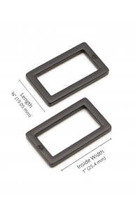 Rectangle Rings, Flat, Black Metal