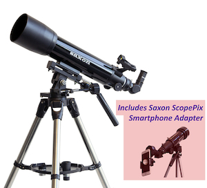 Saxon 1026 AZ3 SC Refractor Telescope with Steel Tripod and ScopePix Smartphone …