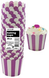 Stripes Straight sided cupcake papers Purple