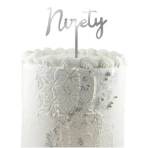 Ninety Silver mirror petite acrylic cake topper