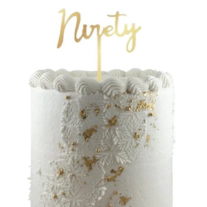 Ninety gold mirror petite acrylic cake topper