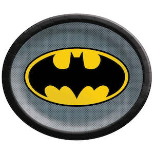 Cake: Batman party Oval shaped Bat logo plates Pack of 8