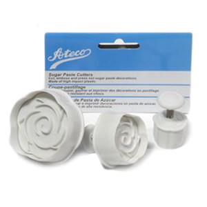 Cake: Ateco plunger ejector cutters set 3 Rose flowers