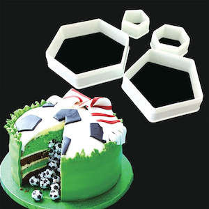 Cake: Soccer Hexagon and Pentagon cookie or fondant cutter set