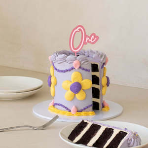 Cake: Pink and Pink OPAQUE LAYERED acrylic CAKE TOPPER One