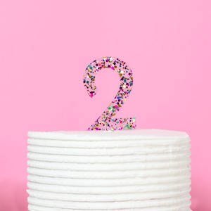 Rainbow Glitter Number 2 Cake Topper