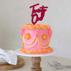 Cake: Hot pink and pink LAYERED acrylic CAKE TOPPER Twenty one