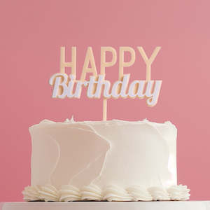 MILKSHAKE Happy Birthday layered acrylic Cake Topper - Caramel