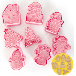 Cake: Christmas icons cookie cutters with matching stamp embosser set of 8