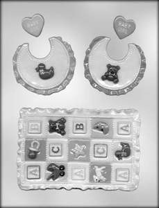 Cake: Baby Quilt and Bib chocolate mould