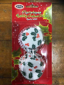 Christmas holly mini cupcake paper patty cake cups 100