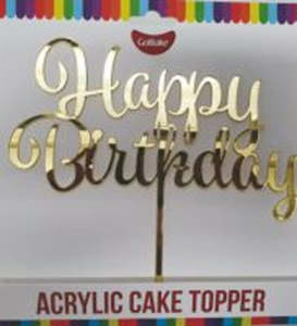 Cake: Gobake HAPPY BIRTHDAY Acrylic economy mirror topper Gold