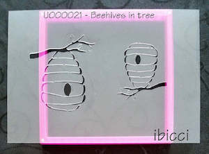 Beehive in tree stencil by ibicci