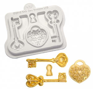 Cake: Decorative Keys and Locket silicone mould by Katy Sue