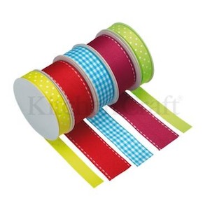 Cake board ribbon BRIGHTS set 5