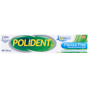 Chemist shop - pharmacy: Polident Flavour Free Denture Adhesive Cream 60g