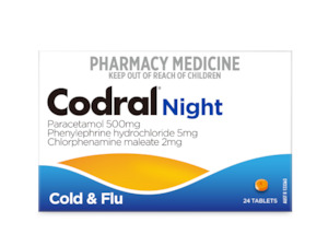 Chemist shop - pharmacy: Codral Night Tablets (24 tabs)