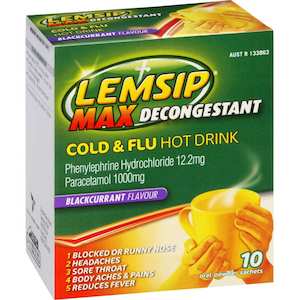 Chemist shop - pharmacy: Lemsip Max Blackcurrant Cold & Flu Sachets