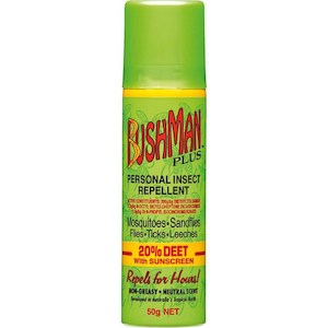 Chemist shop - pharmacy: Bushman Plus DEET 20%+Sunscreen Aerosol