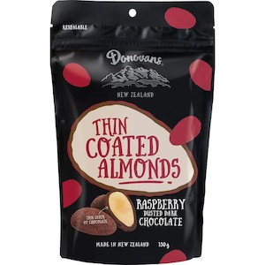 Donovans Chocolate Coated Almonds Raspberry 150g