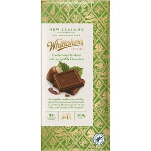 Whittakers Artisan Canterbury Hazelnut Chocolate 100g